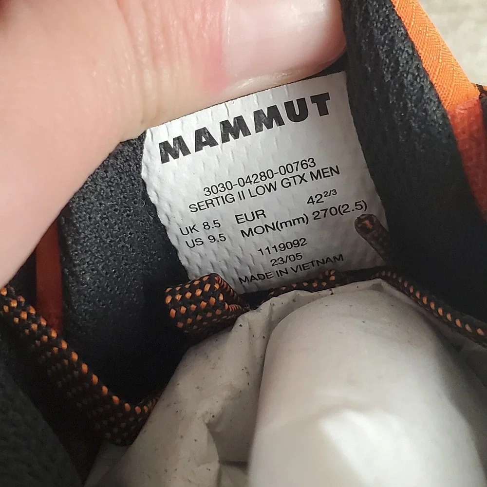 Mammut Sertig II Low GTX Mens Shoes Sz 9.5 Dark Steel Tangerine Hiking Sneakers
